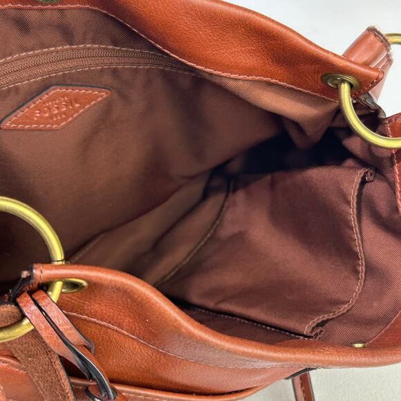 Fossil Crossbody Caitlyn Brown Leather Shoulder Handbag Tote - Picture 11 of 14